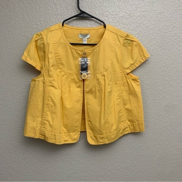 Loft Women’s Yellow Single Button Flyaway Overshirt Size Large NWT - Picture 2 of 4
